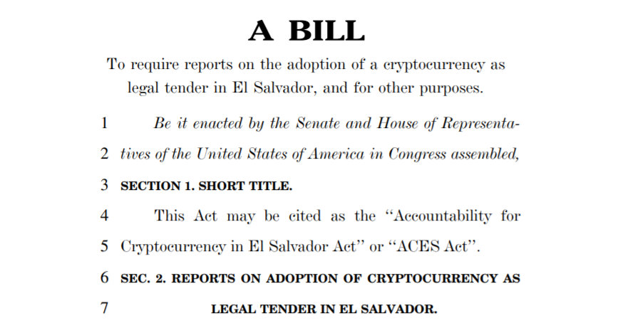 New bill aims to 'mitigate risks' to US from El Salvador's Bitcoin Law