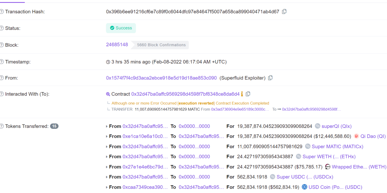 Polygon stablecoin QiDAO exploited for $13M on Superfluid vested contract