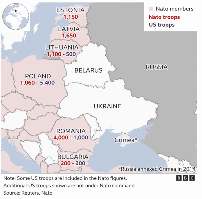 Rozloženie vojska NATO na Východnej Európe