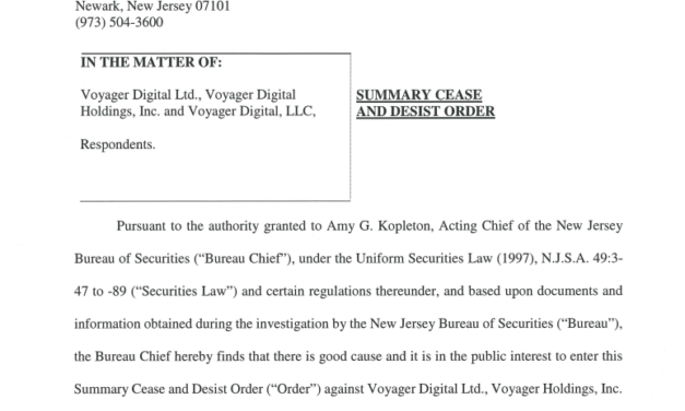 Voyager ordered by New Jersey to 'cease and desist’