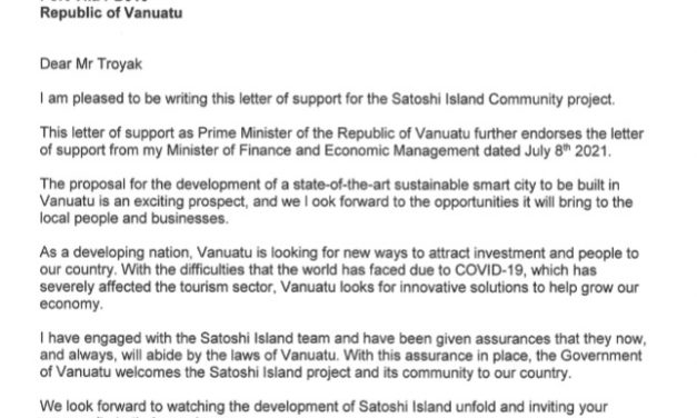 Vanuatu Prime Minister says yes to Satoshi Island crypto project