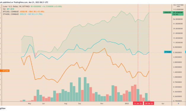 Terra price gains 75% in February as $2.57B in LUNA tokens removed from supply