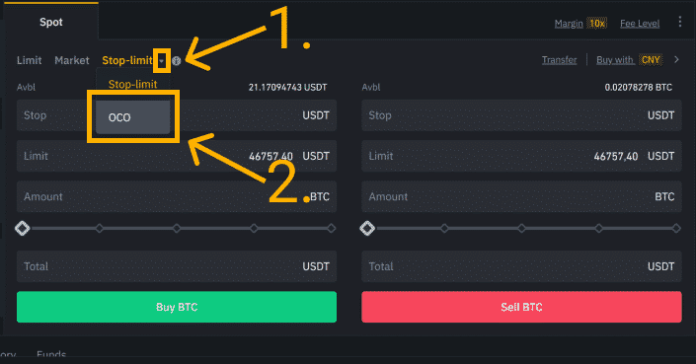 Zadanie OCO na Binance
