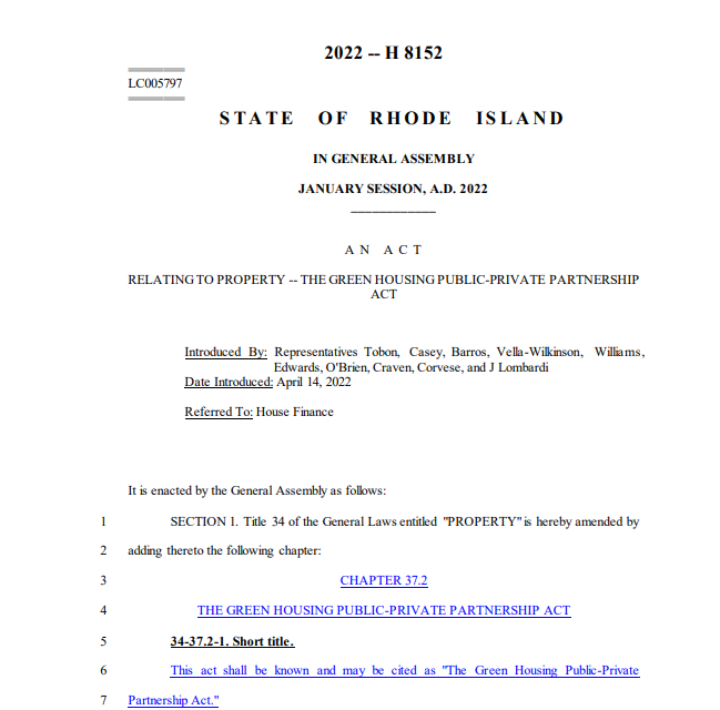Rhode Island proposes crypto rewards for green home builders