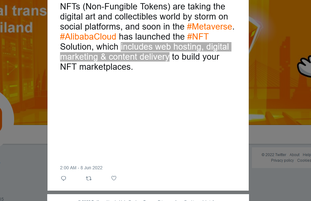 Alibaba Cloud launches NFT solution… then quickly memory holes it