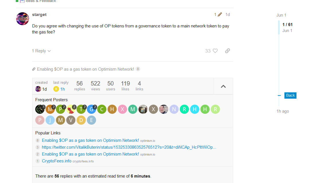 Vitalik shows support for Optimism’s governance structure and OP gas proposal