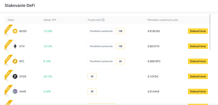 Binance staking: DeFI staking