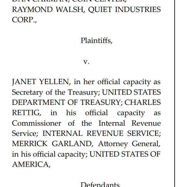 Coin Center takes US Treasury to court over alleged financial spying