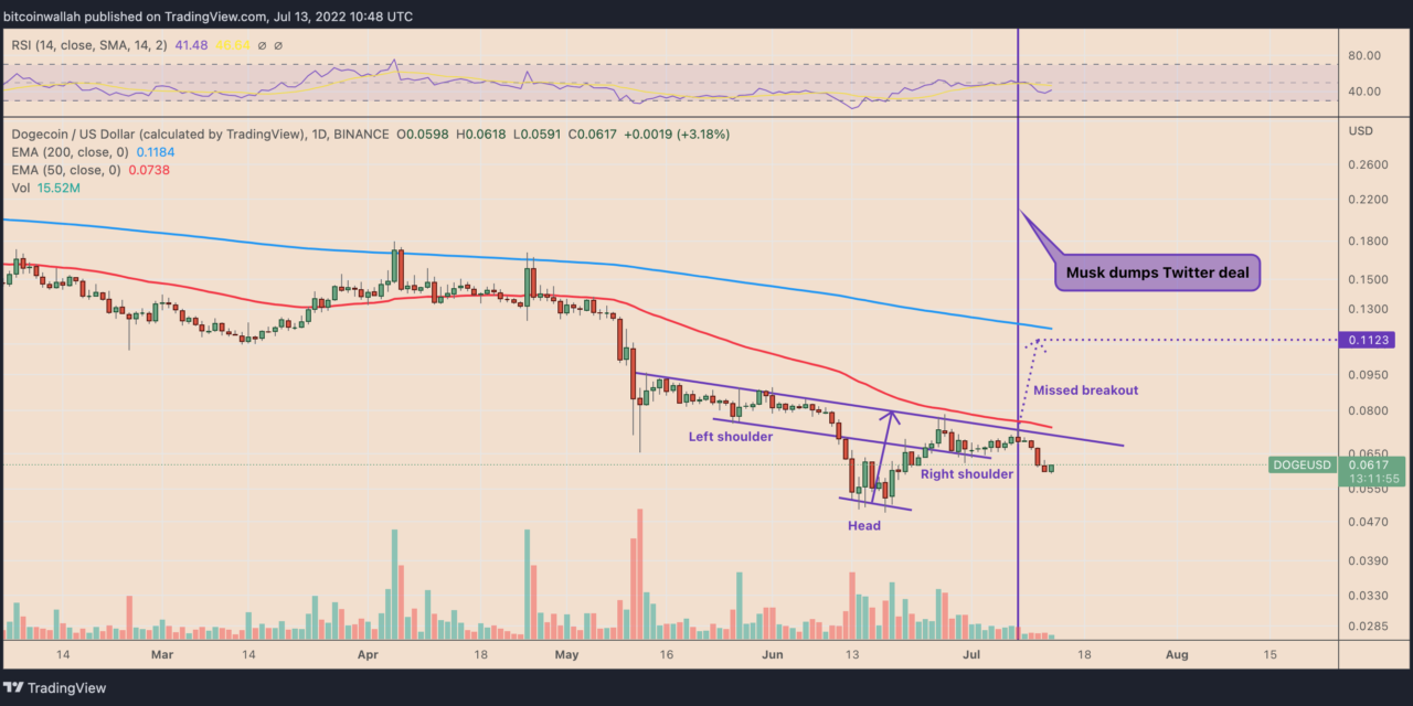 Dogecoin misses bullish target after Elon Musk snubs Twitter — what's next for DOGE price?