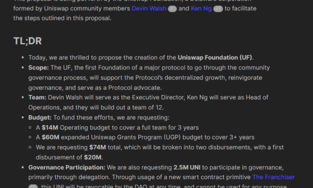 Uniswap Foundation proposal gets mixed reaction over $74M price tag