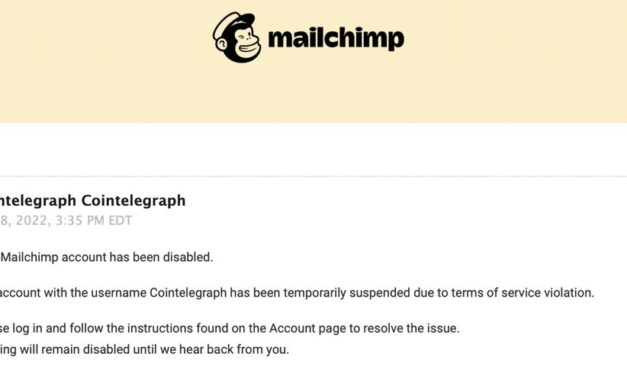 Mailchimp bans crypto content creators without prior notice