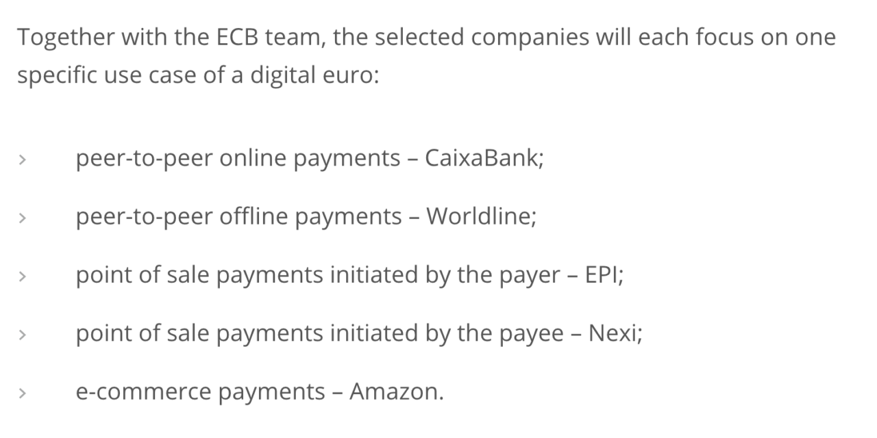 European Central Bank chooses Amazon and 4 other firms to prototype digital euro app