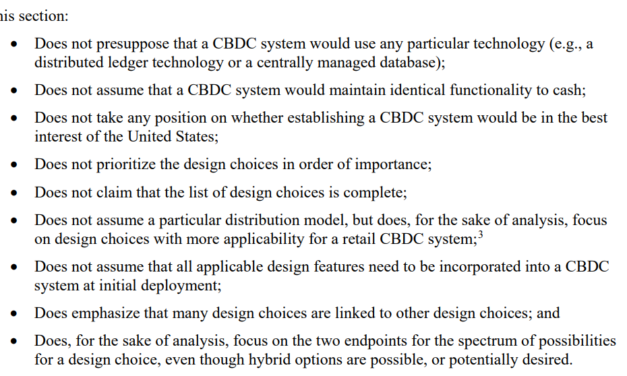 White House OSTP department analyzes 18 CBDC design choices for the US