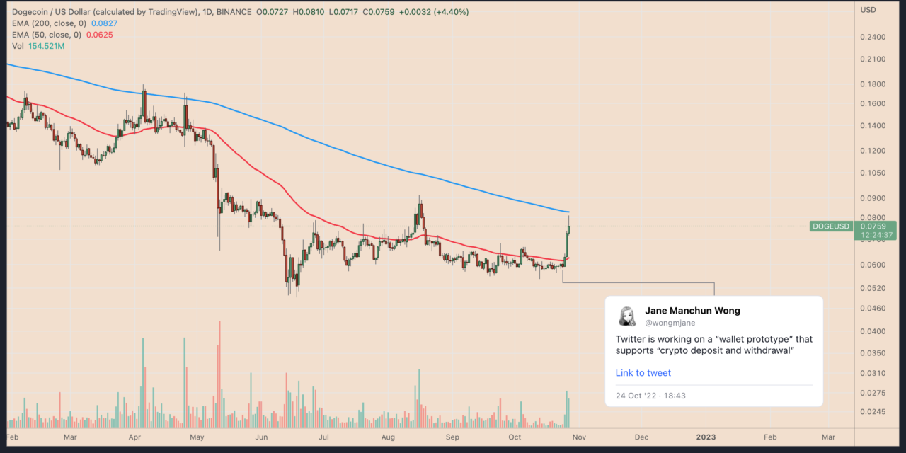 Dogecoin price jumps 40% on Elon Musk, Twitter’s crypto wallet rumors