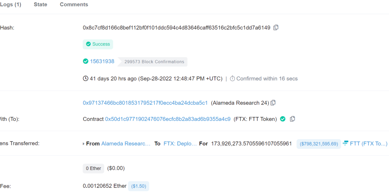 Alameda Research FTT token transfer from September fuels wild speculations