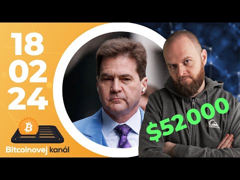 Bitcoin narazil na $52K 📈 | Soud s Faketoshim 🏛️ | Warrenová obrátila? 🇺🇸 – CEx 18/02/2024