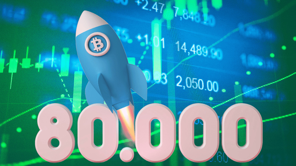 Bitcoin zlomil ďalší rekord a dosiahol takmer na 80 000 dolárov