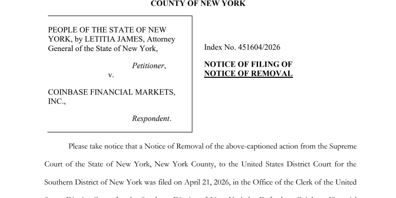 Coinbase shifts New York prediction markets fight to federal court