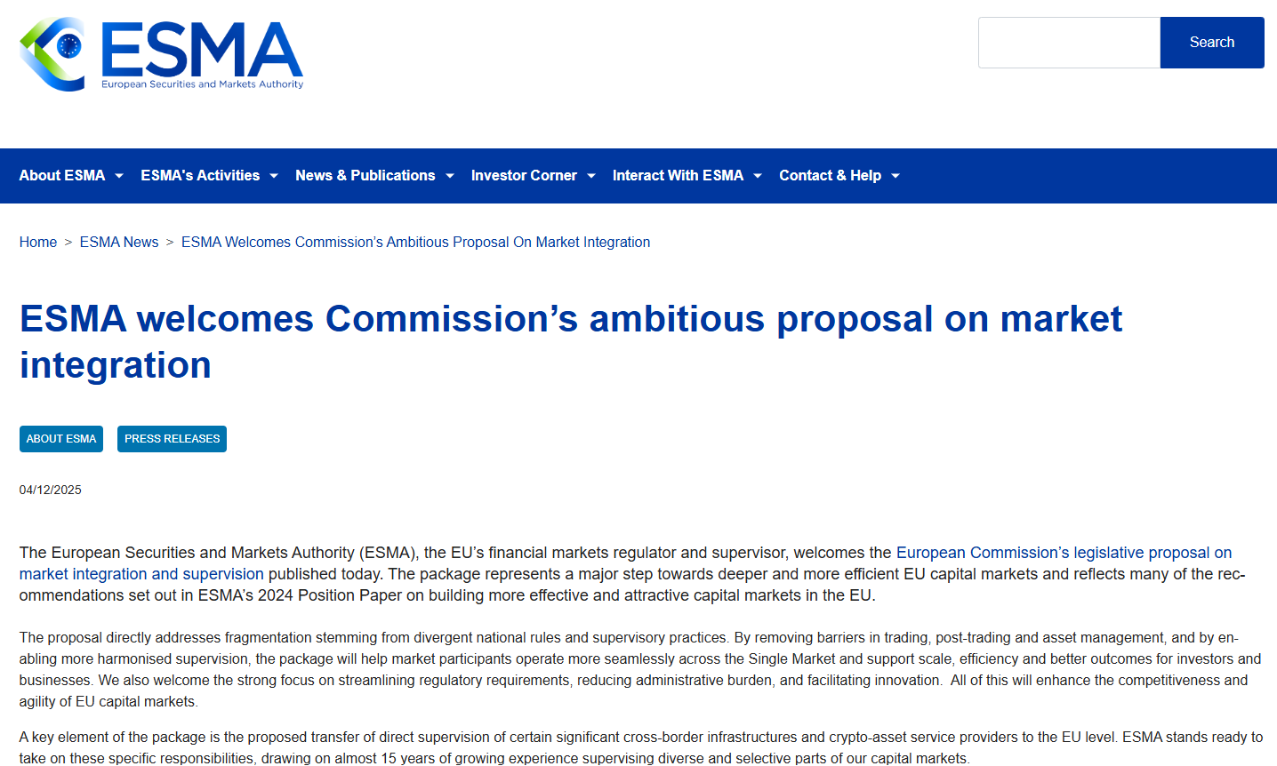 Legislation, ESMA, Cryptocurrency Exchange, European Union, DeFi, MiCA