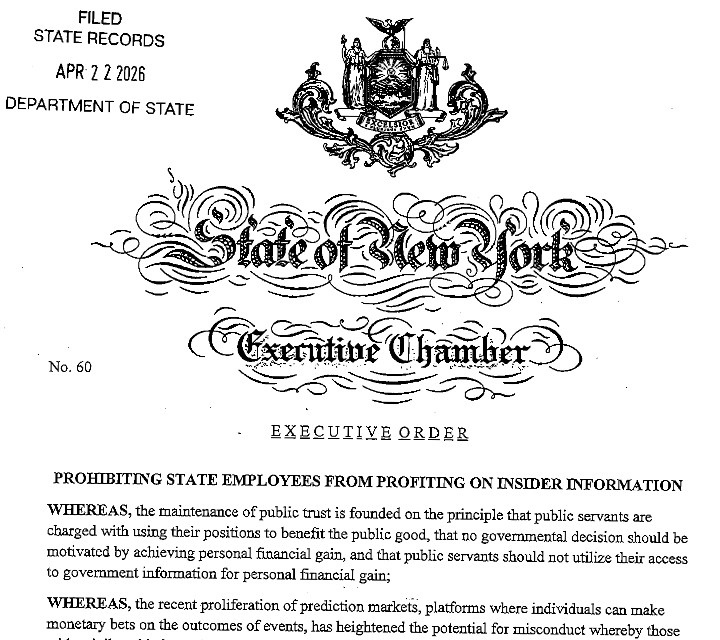 New York, Illinois sign EO banning state employees from prediction markets