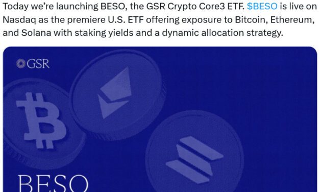Market maker GSR launches first ETF tracking Bitcoin, Ether and Solana