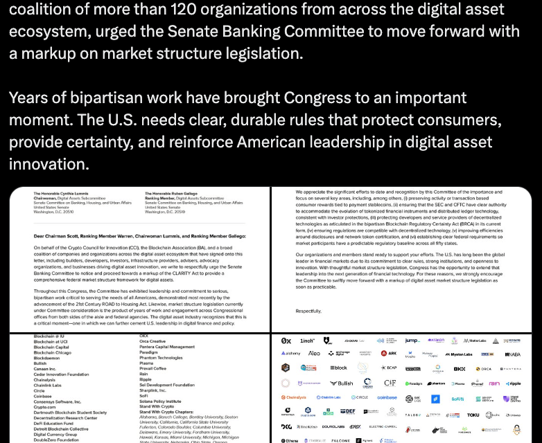 Crypto advocacy groups call action on market structure bill ‘critical‘