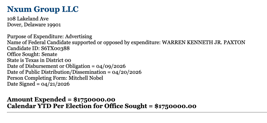 Crypto-aligned Fellowship PAC bets big on Texas Senate race