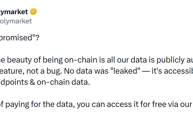 Polymarket denies data breach, says hacker is selling public data