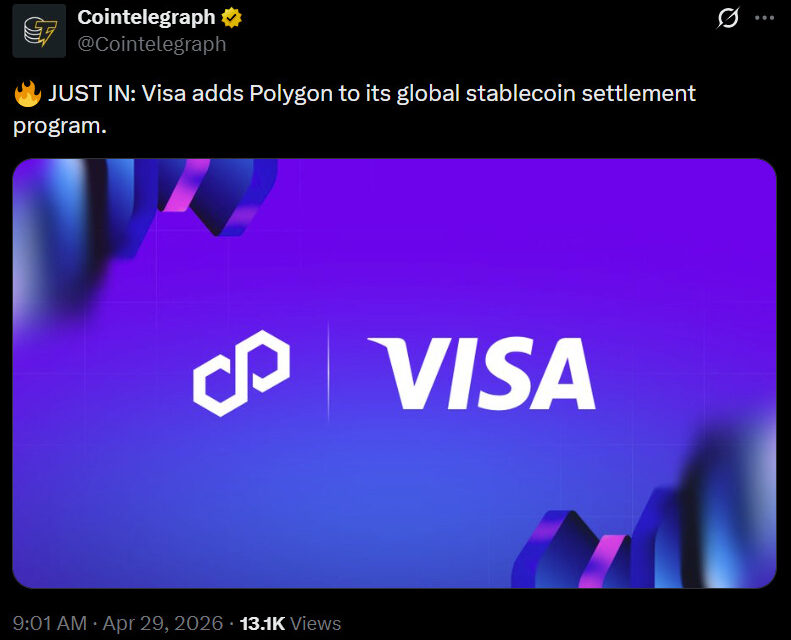 Visa adds Polygon, Base support as stablecoin settlement run rate hits $7B