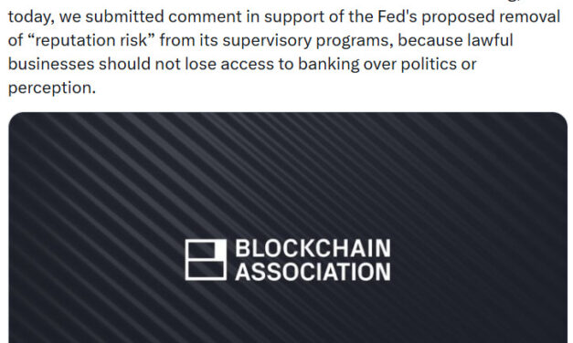 Crypto lobby backs formal removal of ‘reputation risk’ from bank examinations