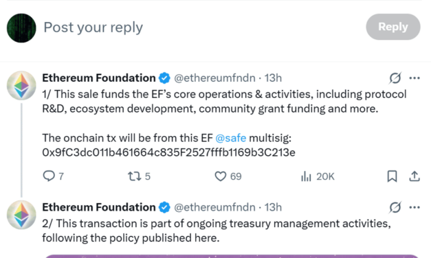 Ethereum Foundation sells another 10,000 ETH to BitMine in third OTC deal