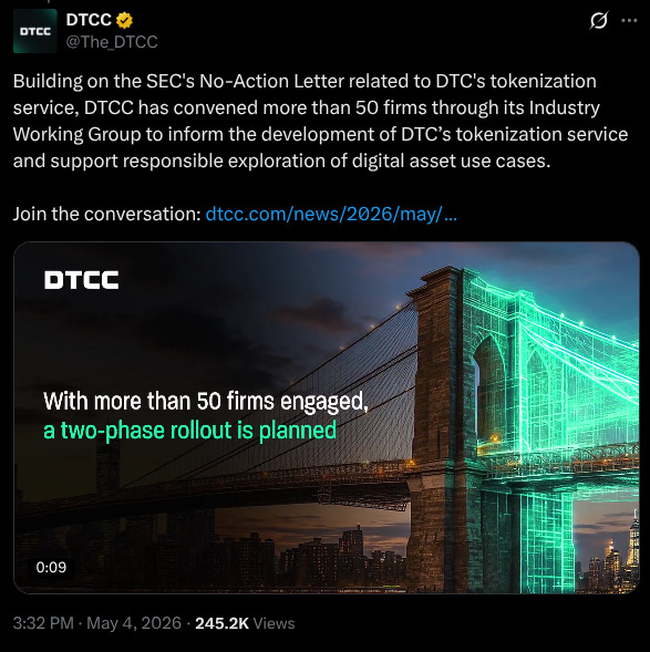 DTCC eyes October tokenized securities launch with 50 DeFi and TradFi giants
