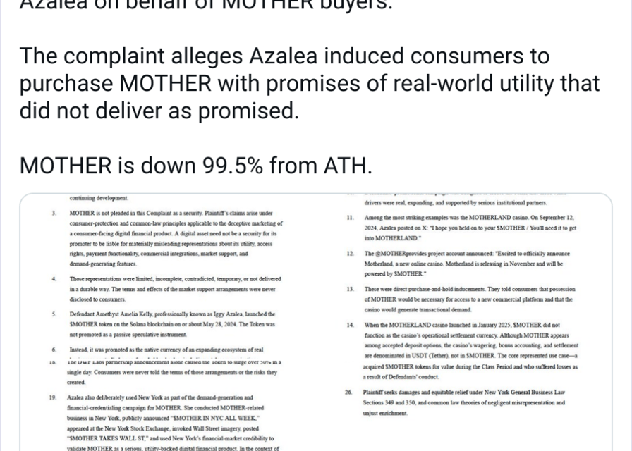 Iggy Azalea faces class lawsuit over MOTHER memecoin