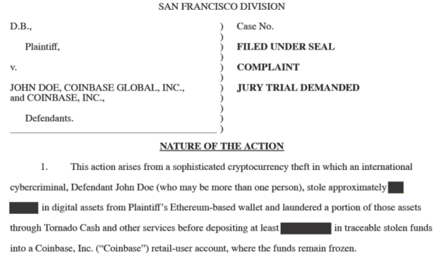 Coinbase faces lawsuit over frozen funds from $55M crypto theft