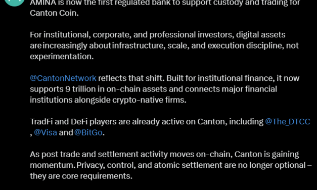 Switzerland's Amina becomes first regulated bank to custody Canton Coin