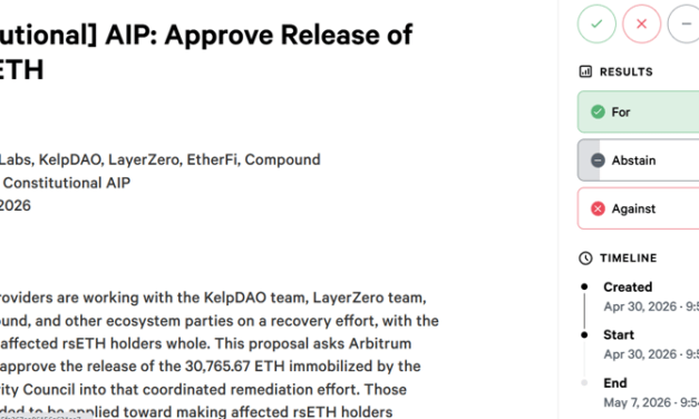 Arbitrum vote to release $71M in frozen Kelp exploit ETH set to pass