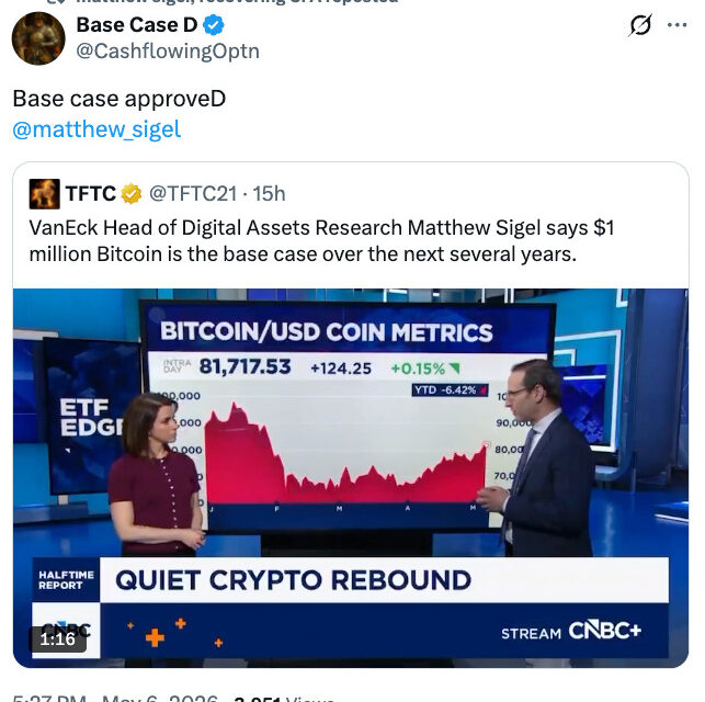 VanEck’s Sigel sees Bitcoin reaching $1M within five years