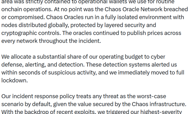 Chaos Labs says oracles secure after attempted ‘nation-state’ wallet attack