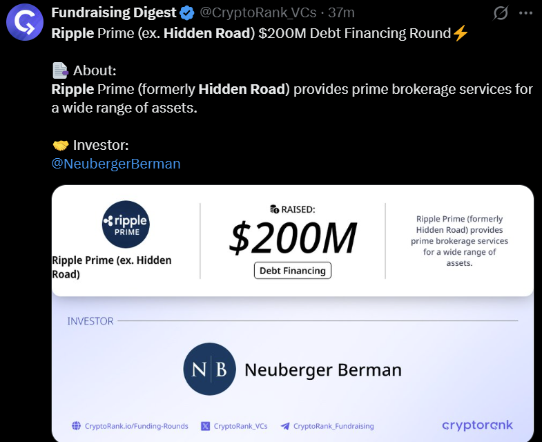 Ripple receives $200M credit line to expand institutional prime brokerage