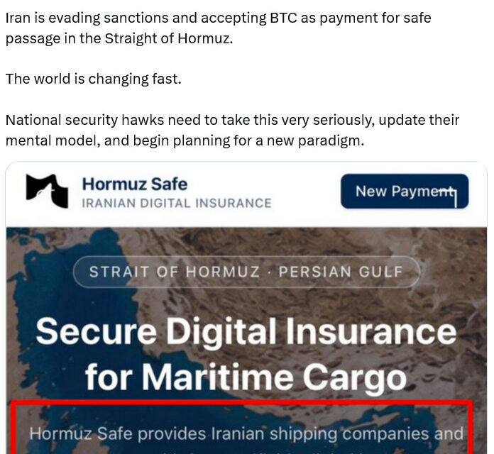 Reports suggest Iran is mulling Hormuz ‘insurance’ scheme, paid in Bitcoin