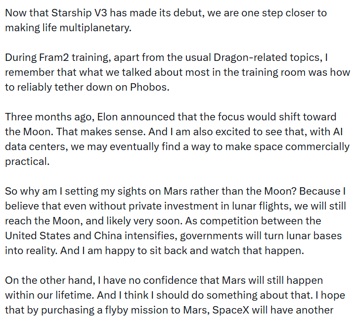 Crypto entrepreneur Chun Wang joins SpaceX mission to Mars