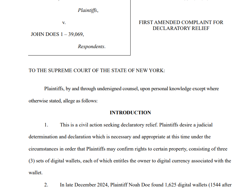 New York lawsuit tests lost property claim over dormant Bitcoin