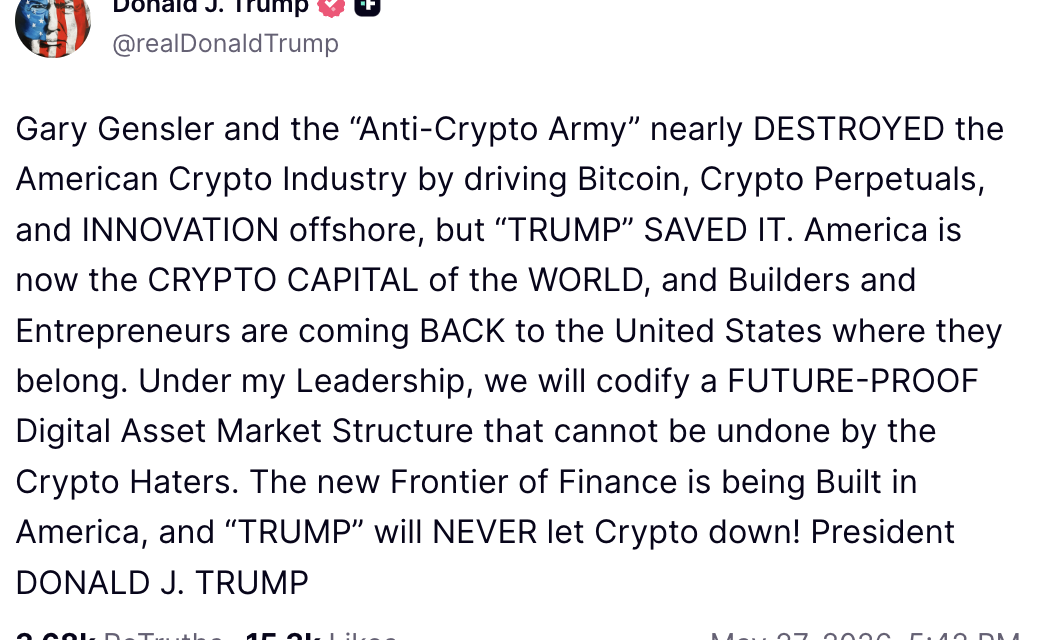 Trump claims he can ‘future proof’ crypto regulation with CLARITY Act