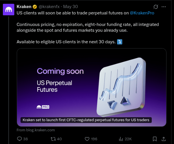 Kraken ‘plans’ regulated perp contracts as rivals are quick off the blocks