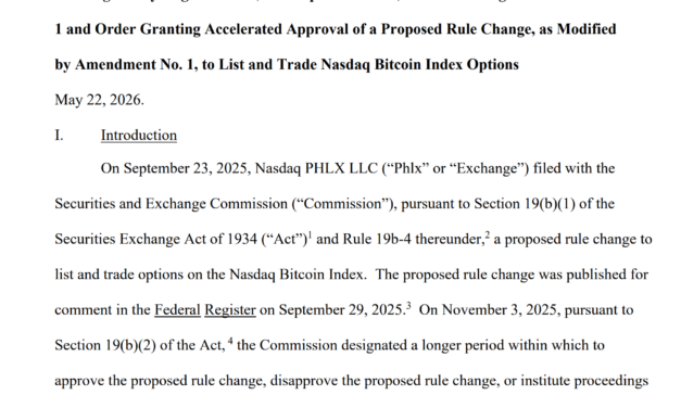 SEC approves Nasdaq to list Bitcoin index options on the exchange