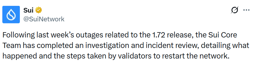 Sui Foundation says ‘major upgrade’ fixed bugs behind three outages