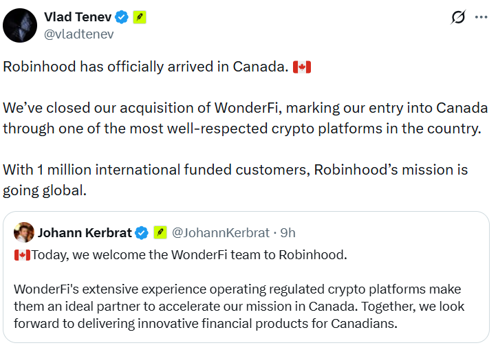 Robinhood enters Canada after $180 million WonderFi acquisition
