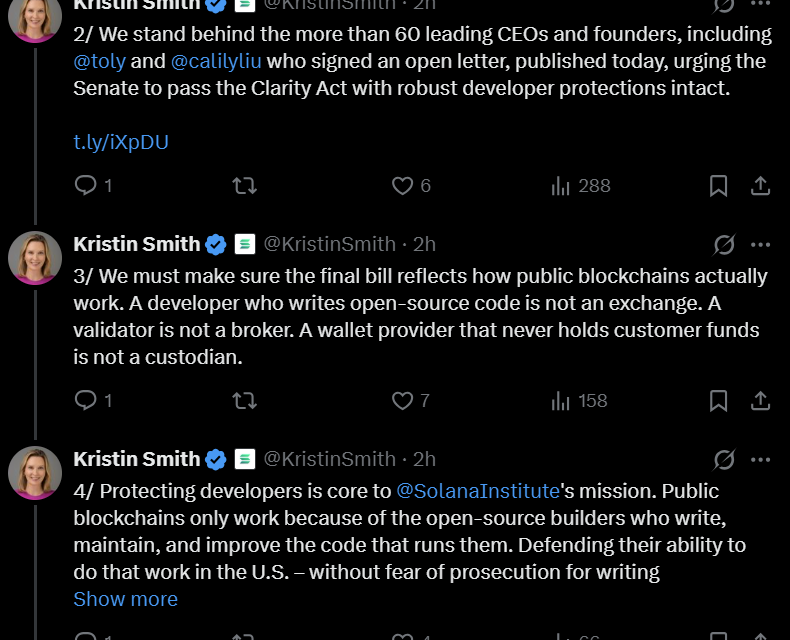 Solana Institute CEO says CLARITY Act must shield open-source developers