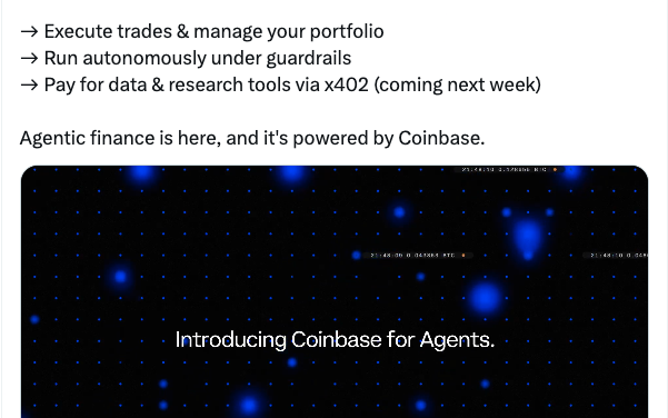 Coinbase launches tool letting AI agents make payments and trade crypto