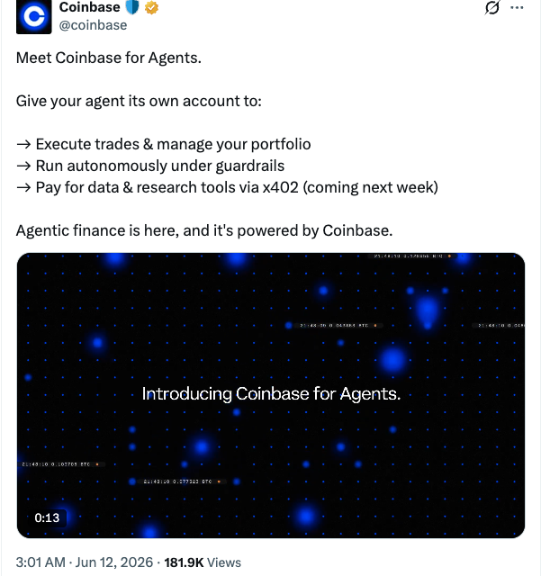 Coinbase launches tool letting AI agents make payments and trade crypto